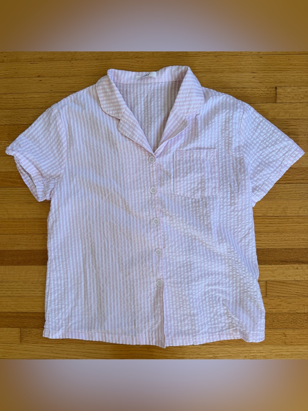 Women’s Pink and White Striped Shirt